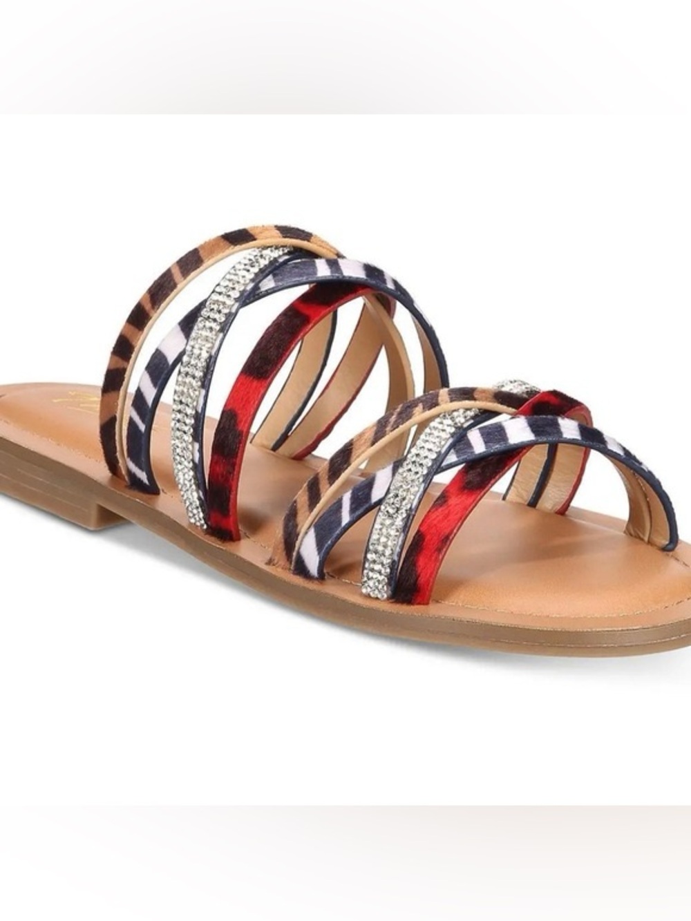 Thalia Sodi Womens Nari Faux Leather Open Toe Slide Sandals